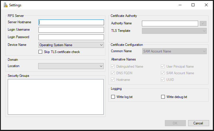 Figure 3: Enterprise Assistant Settings Menu